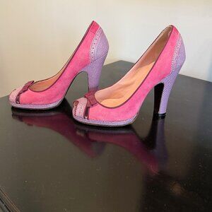 Marc Jacobs Pink and Purple Peep Toe Heels